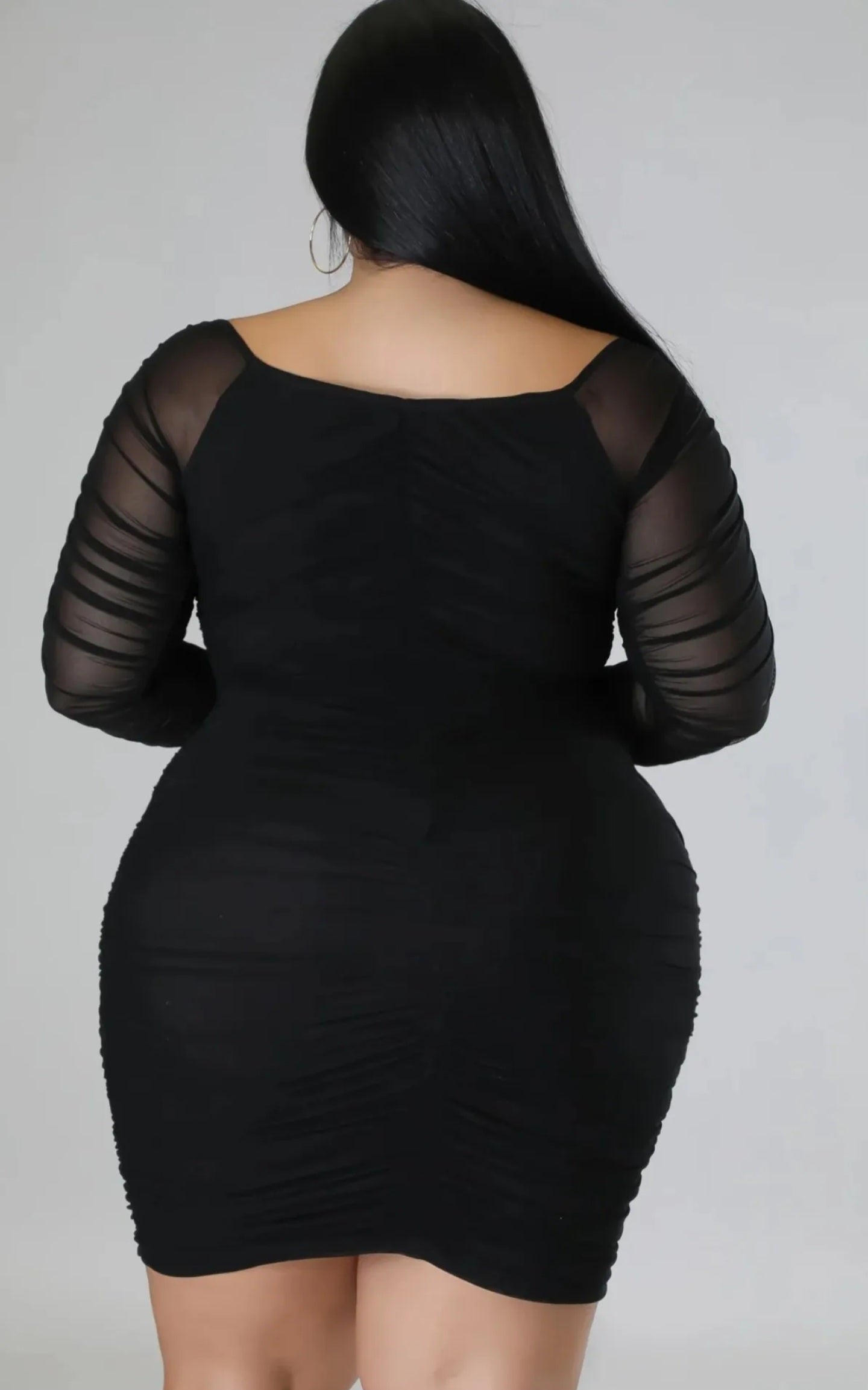 Midnight Allure Ruched Mesh Dress