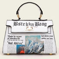 Newspaper Print White Bag