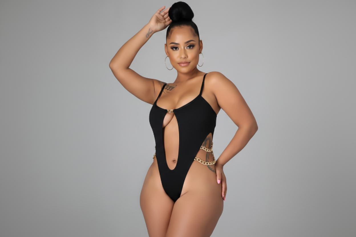 On Lock Chain Detail Bodysuit