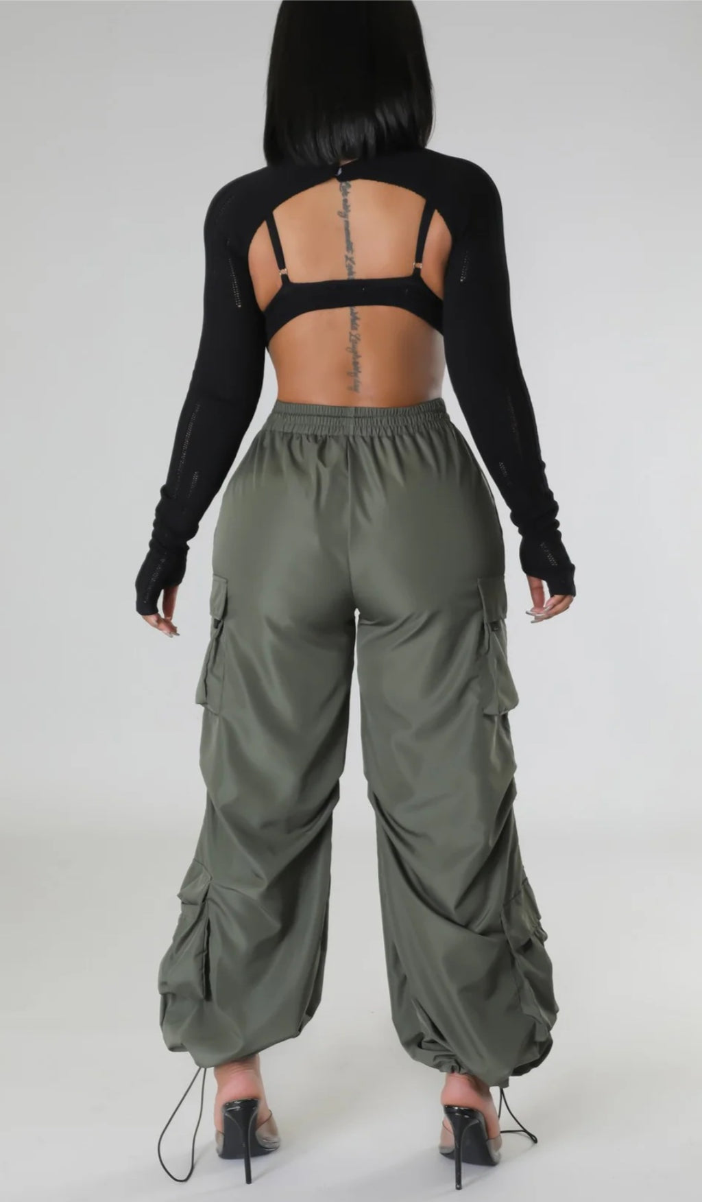 Power Play Parachute Cargo Pants – Olive Green High-Waisted Women's Cargo Pants
