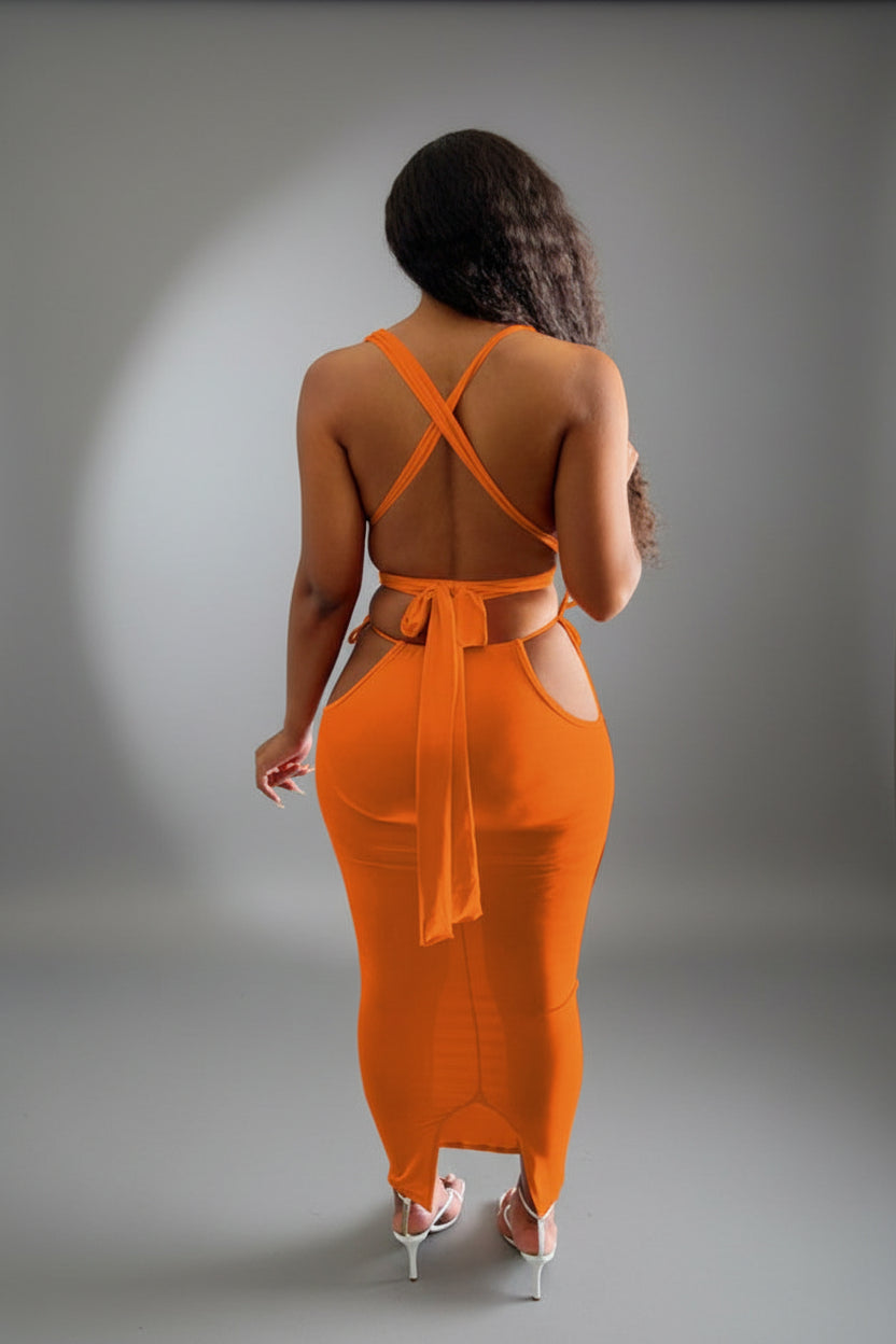 What I Got Orange Two Piece Skirt Set