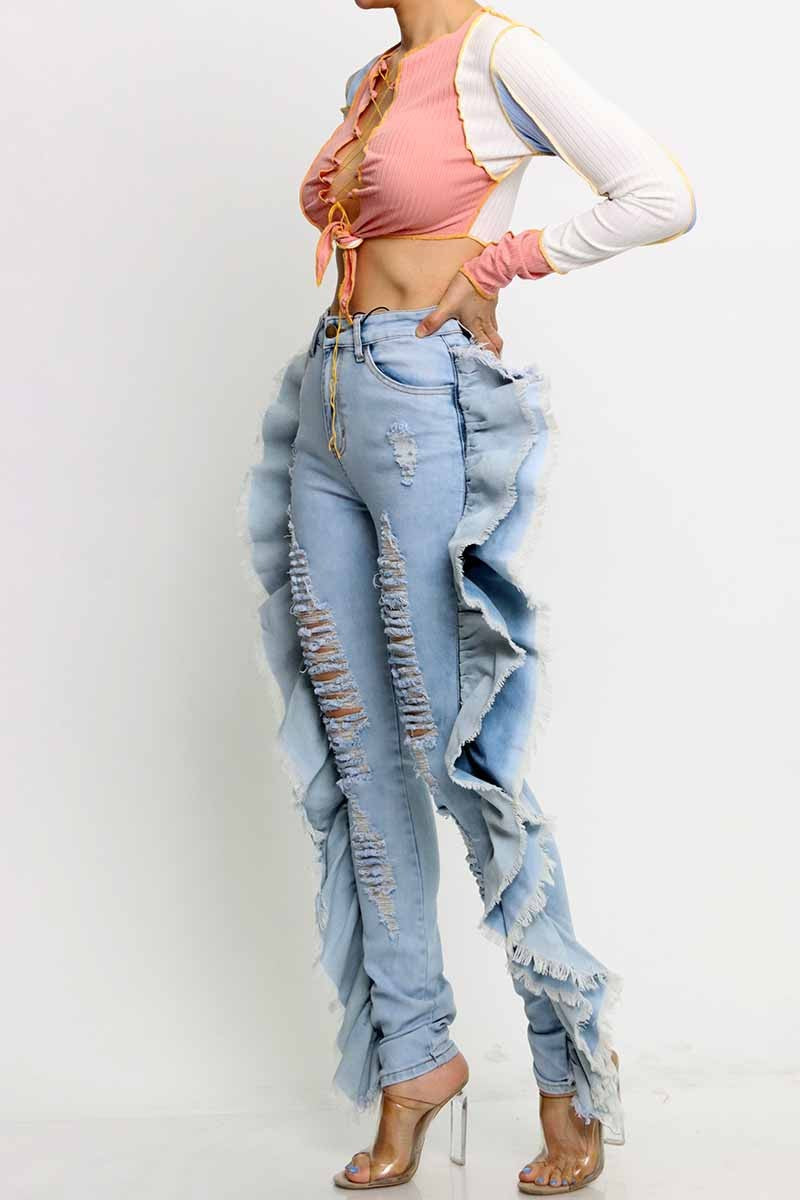 Sassy Dark and Light Blue Jeans