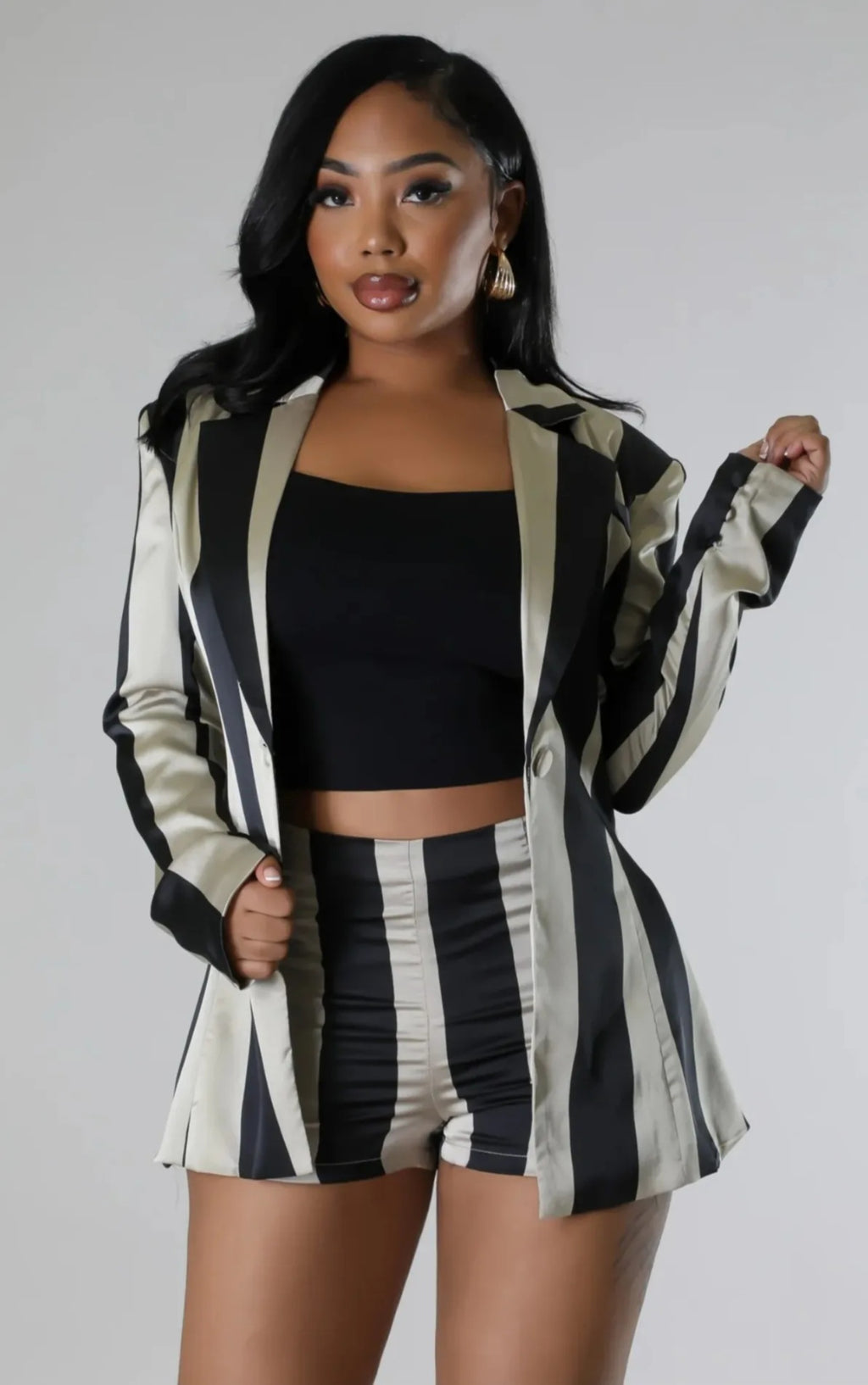 Bold Moves Striped Blazer Short Set