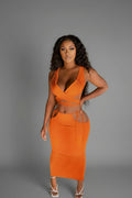 What I Got Orange Two Piece Skirt Set