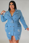 Boss Babe Distressed Denim Dress